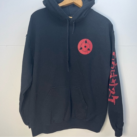 Naruto Shippuden Sasuke Uchiha Anime Manga TV Sweatshirt Hoodie Mens Med Black - Picture 2 of 9